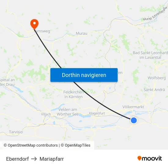 Eberndorf to Mariapfarr map