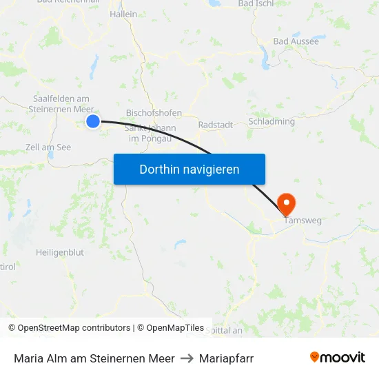 Maria Alm am Steinernen Meer to Mariapfarr map