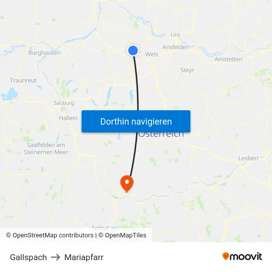Gallspach to Mariapfarr map