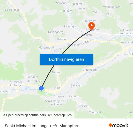 Sankt Michael Im Lungau to Mariapfarr map