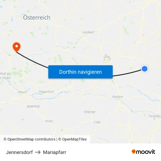 Jennersdorf to Mariapfarr map