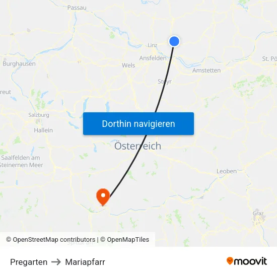 Pregarten to Mariapfarr map