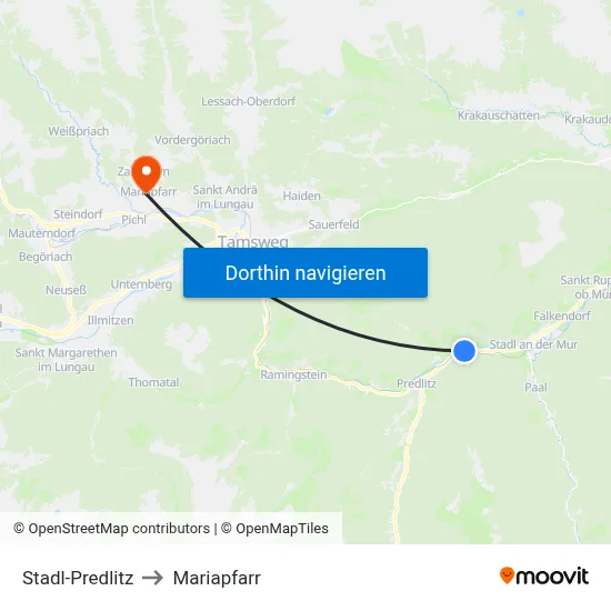 Stadl-Predlitz to Mariapfarr map