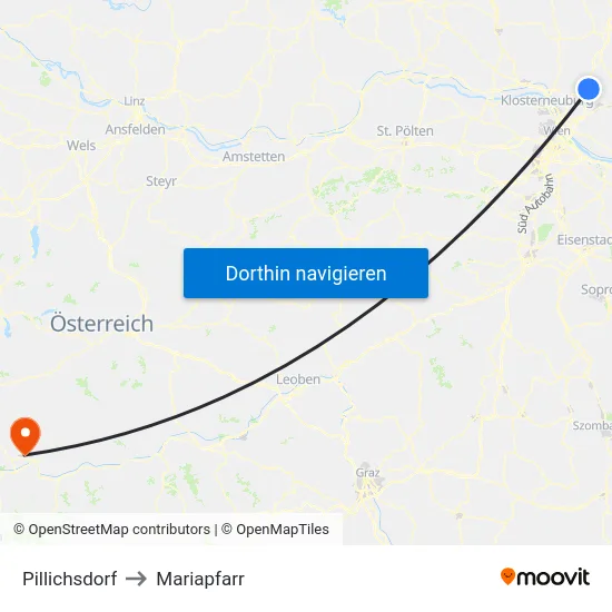 Pillichsdorf to Mariapfarr map