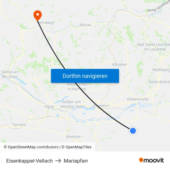 Eisenkappel-Vellach to Mariapfarr map