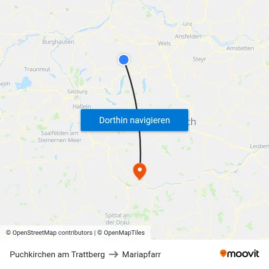 Puchkirchen am Trattberg to Mariapfarr map