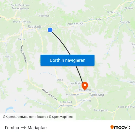 Forstau to Mariapfarr map