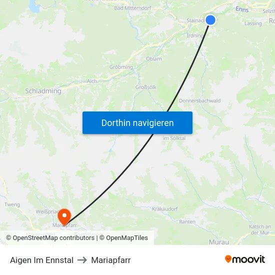 Aigen Im Ennstal to Mariapfarr map