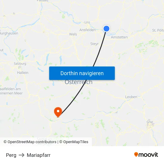 Perg to Mariapfarr map