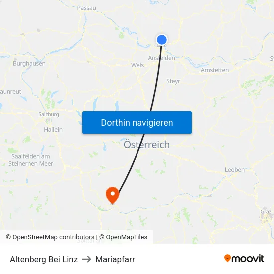 Altenberg Bei Linz to Mariapfarr map