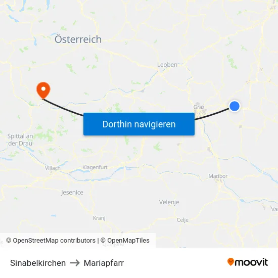 Sinabelkirchen to Mariapfarr map