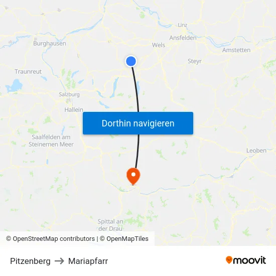 Pitzenberg to Mariapfarr map
