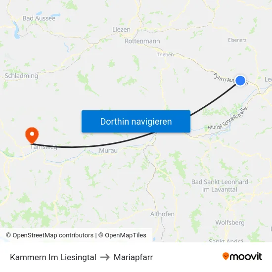 Kammern Im Liesingtal to Mariapfarr map