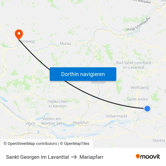Sankt Georgen Im Lavanttal to Mariapfarr map