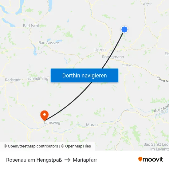 Rosenau am Hengstpaß to Mariapfarr map