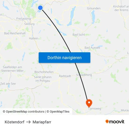 Köstendorf to Mariapfarr map