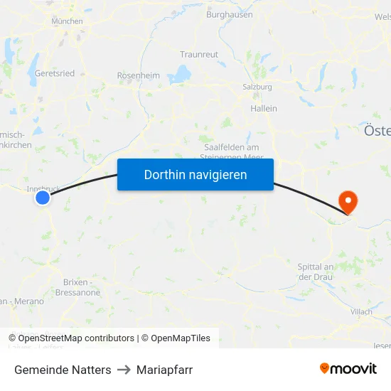 Gemeinde Natters to Mariapfarr map