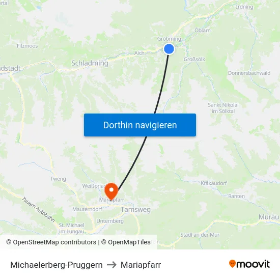 Michaelerberg-Pruggern to Mariapfarr map