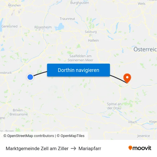 Marktgemeinde Zell am Ziller to Mariapfarr map