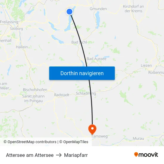 Attersee am Attersee to Mariapfarr map