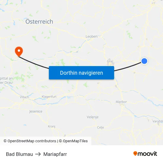 Bad Blumau to Mariapfarr map