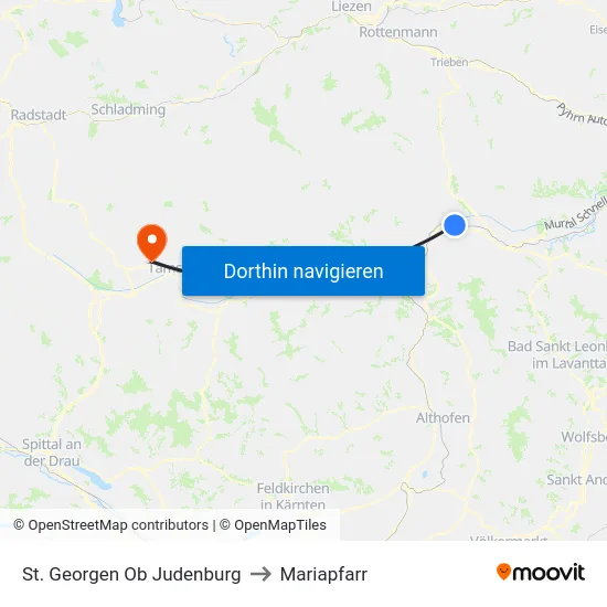 St. Georgen Ob Judenburg to Mariapfarr map