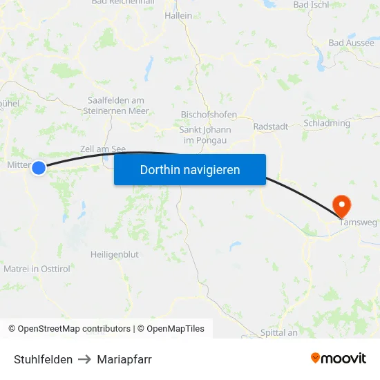 Stuhlfelden to Mariapfarr map