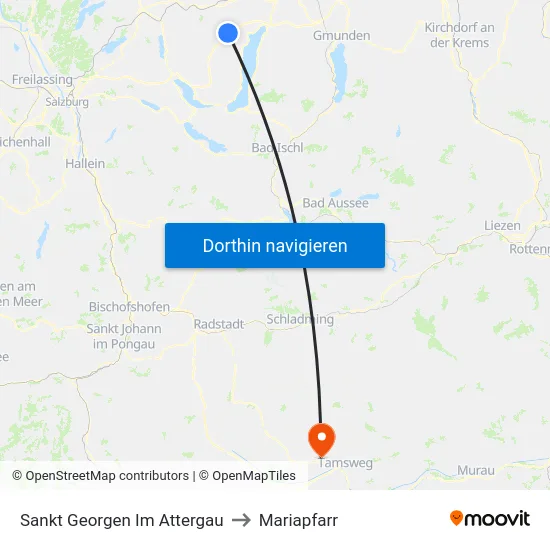 Sankt Georgen Im Attergau to Mariapfarr map