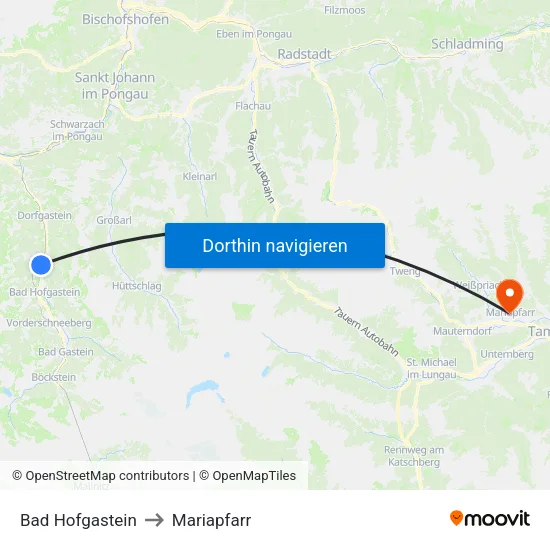 Bad Hofgastein to Mariapfarr map