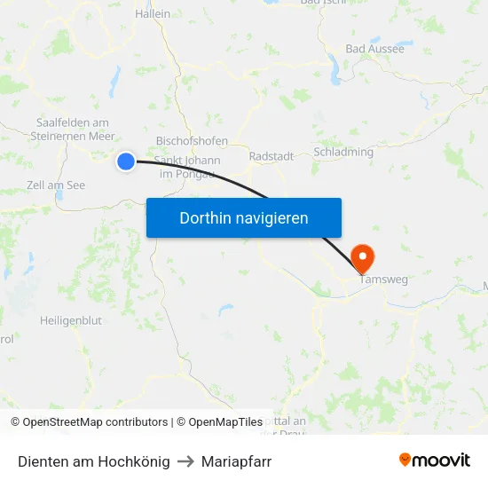 Dienten am Hochkönig to Mariapfarr map