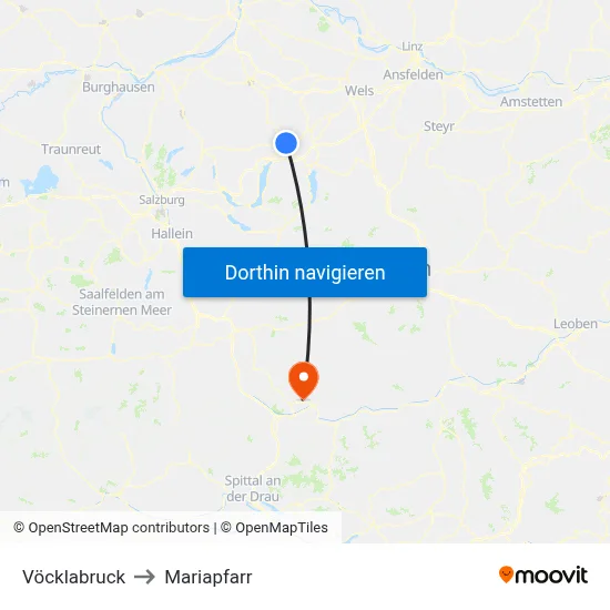 Vöcklabruck to Mariapfarr map