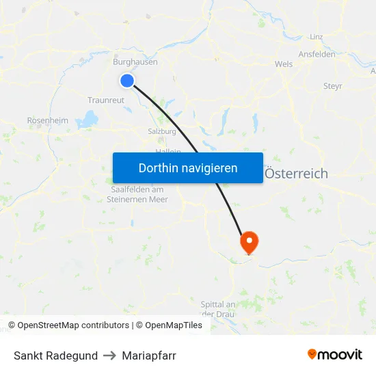 Sankt Radegund to Mariapfarr map