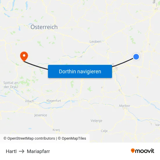 Hartl to Mariapfarr map