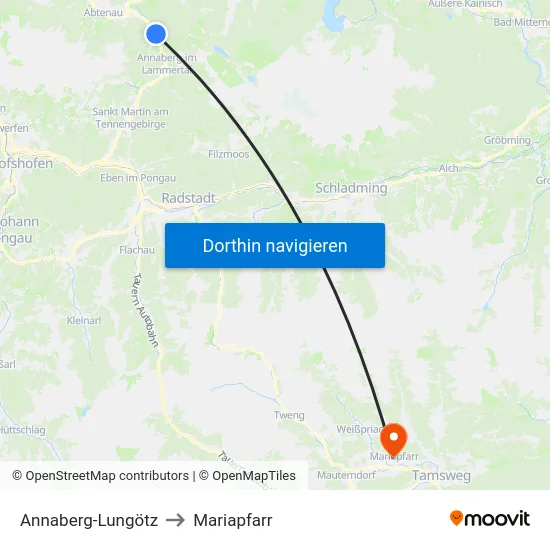 Annaberg-Lungötz to Mariapfarr map