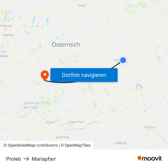Proleb to Mariapfarr map
