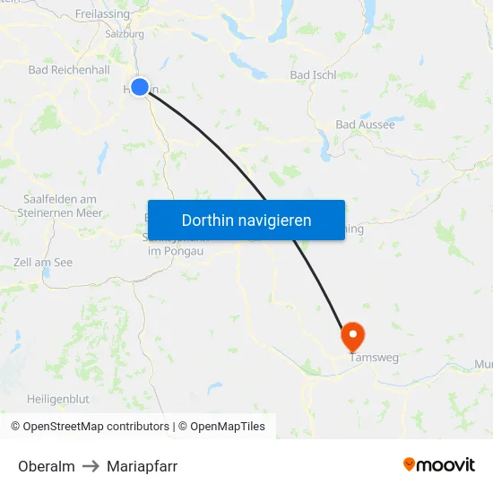 Oberalm to Mariapfarr map