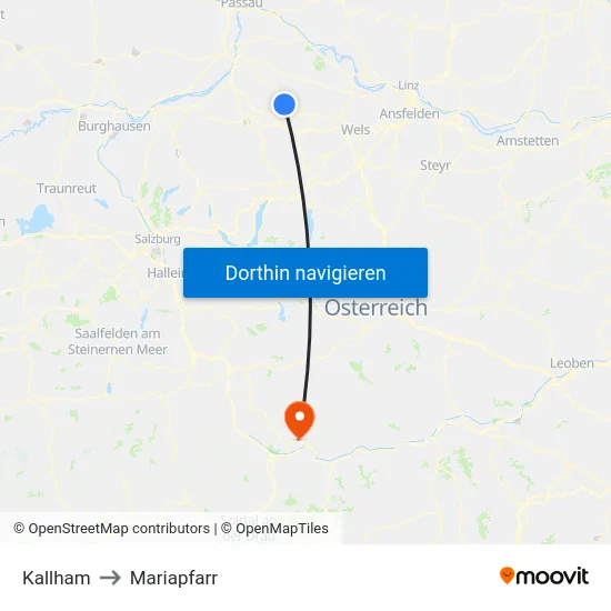 Kallham to Mariapfarr map