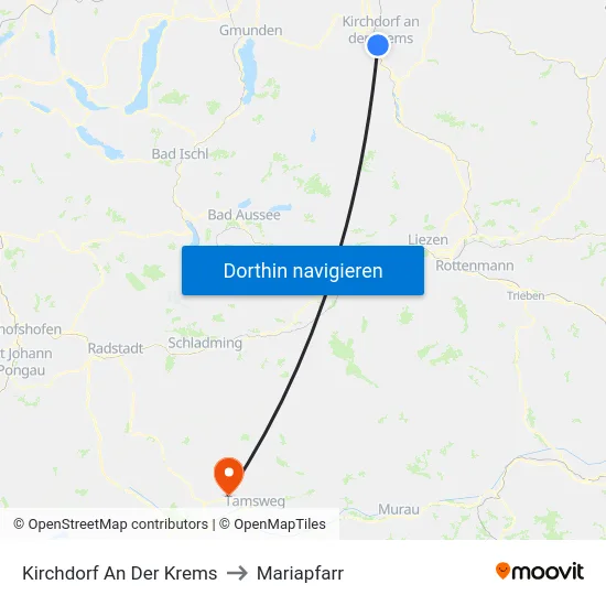 Kirchdorf An Der Krems to Mariapfarr map