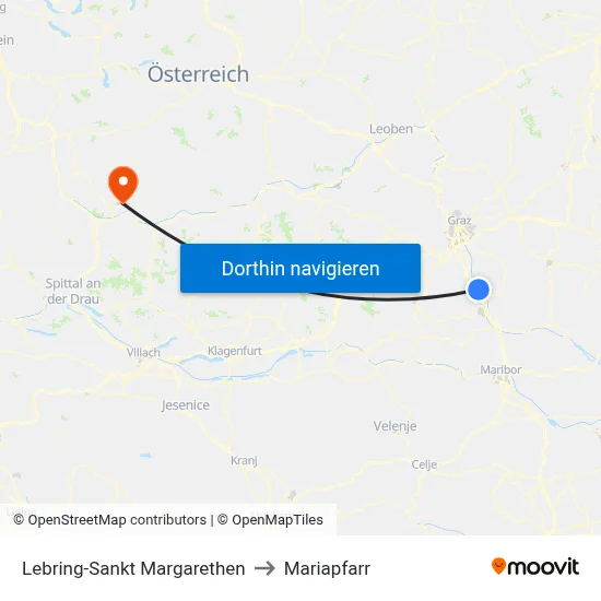 Lebring-Sankt Margarethen to Mariapfarr map