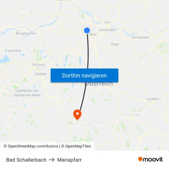 Bad Schallerbach to Mariapfarr map