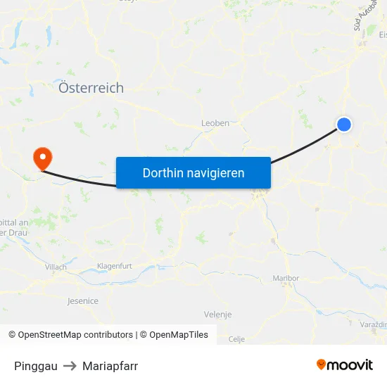 Pinggau to Mariapfarr map