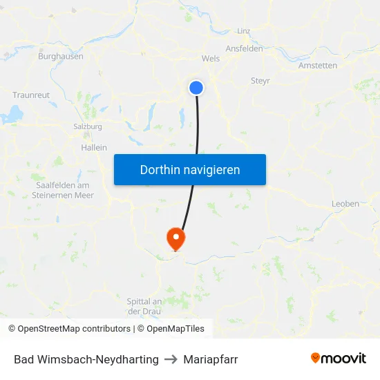 Bad Wimsbach-Neydharting to Mariapfarr map