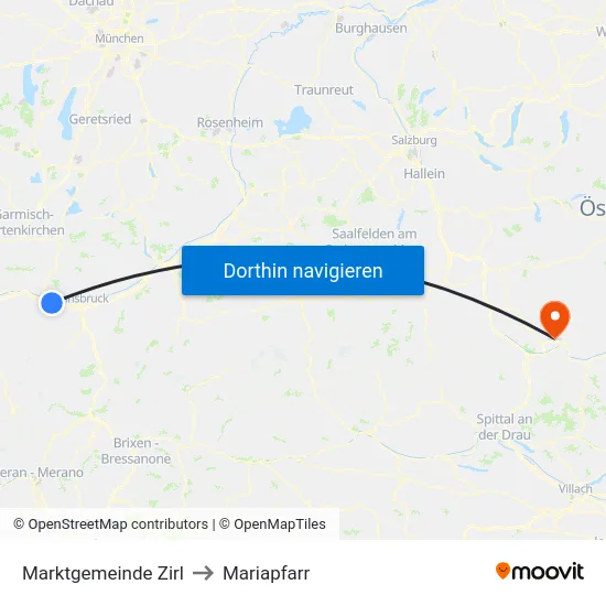 Marktgemeinde Zirl to Mariapfarr map