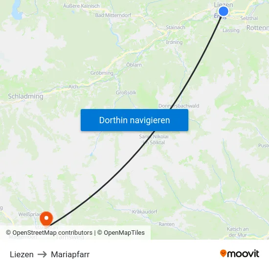 Liezen to Mariapfarr map