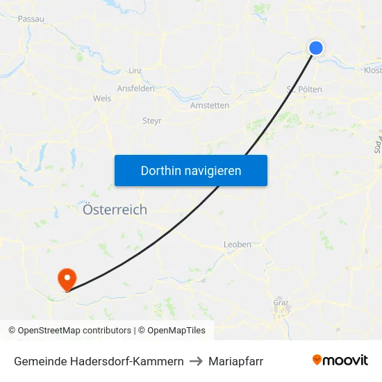 Gemeinde Hadersdorf-Kammern to Mariapfarr map