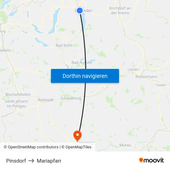 Pinsdorf to Mariapfarr map