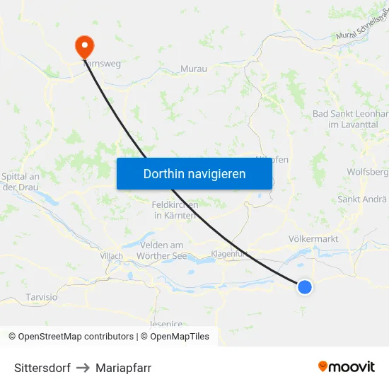 Sittersdorf to Mariapfarr map