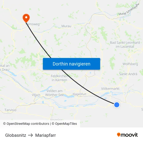 Globasnitz to Mariapfarr map