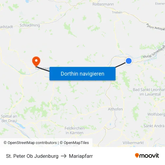 St. Peter Ob Judenburg to Mariapfarr map