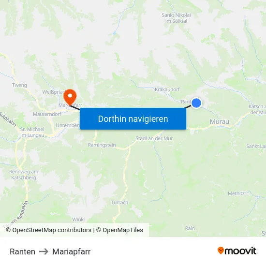 Ranten to Mariapfarr map